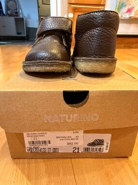 Naturino Brown Leather Toddler Velcro Boots